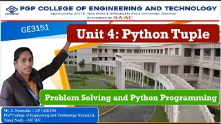 Python Tuple - GE3151 Problem Solving and Python Programming