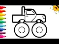How to draw a Monster Truck easy for kids Learn to draw cars for children toddlers - Art tutorial