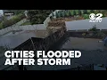 Strong rain storm causes road flooding issues across central southern Salt Lake County