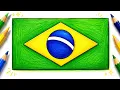 How to Draw the Brazilian Flag Easy Step-by-Step Drawing tutorial with Colored Pencils