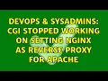 DevOps SysAdmins CGI stopped working on setting Nginx as reverse proxy for apache