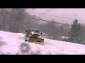 Meyer Lot Pro Plowing the Snow Off a Driveway with Ford F250