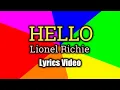 Download Lagu Hello - Lionel Richie (Lyrics Video)