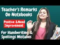 Remarks for students notebook Notebook Remarks from teachers How to write remarks in report card