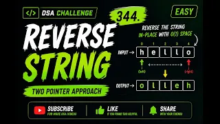 Reverse String LeetCode 344 Two Pointer Approach Easy DSA Question