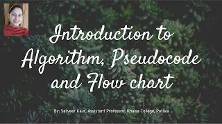 Introduction to Algorithm Pseudocode and Flow chart