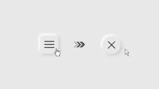 Neumorphism menu toggle button using only HTML CSS step by step tutorial