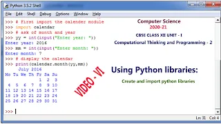 Using Python Libraries Computer Science Class XII 2020-21 Unit-I - 6