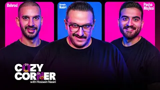 Corner SE04 Pasha Behrad شهرت سانسور و صمیمیت گفت وگوی واقعی دو دلقک با حسین نصیری 