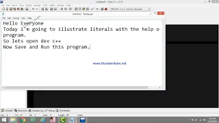 Literal C Programming String Lieral Code Happy Coding