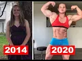 Muscle transformation of Paige DuMars Then and Now 2014-2020 Muscular transformation