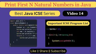 Java Program to Print First N Natural Numbers Solved ICSE Class 10 Programs Hindi