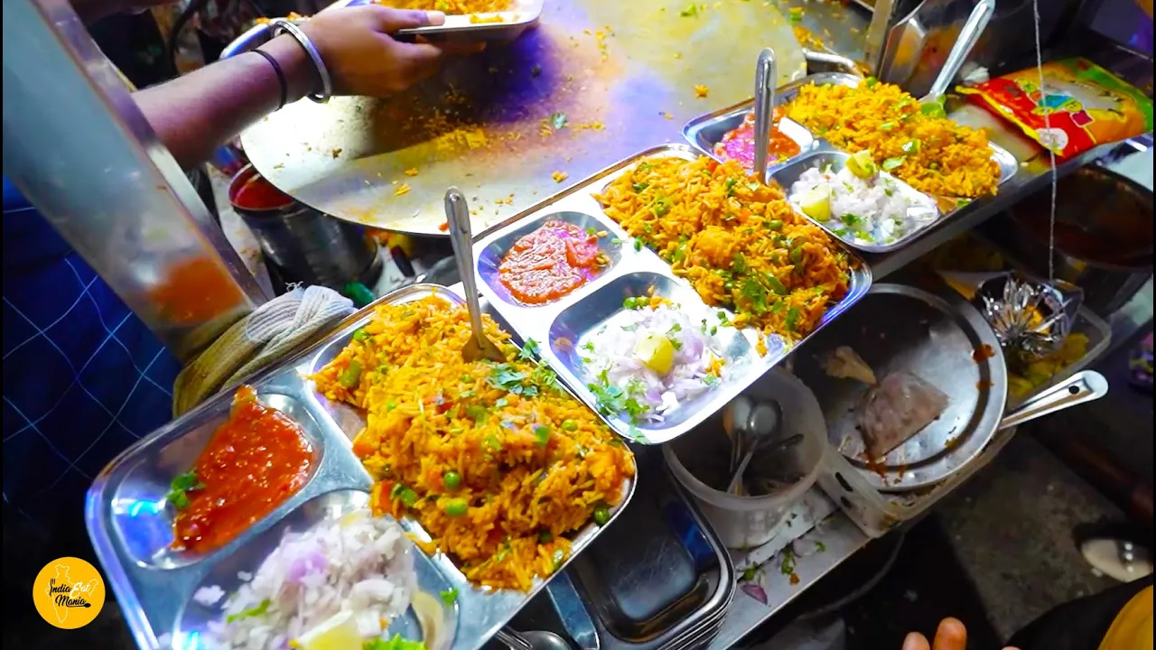 Bulk Making Of Tawa Pulao In Raipur Rs. 80/- Only l Chhattisgarh Street Food