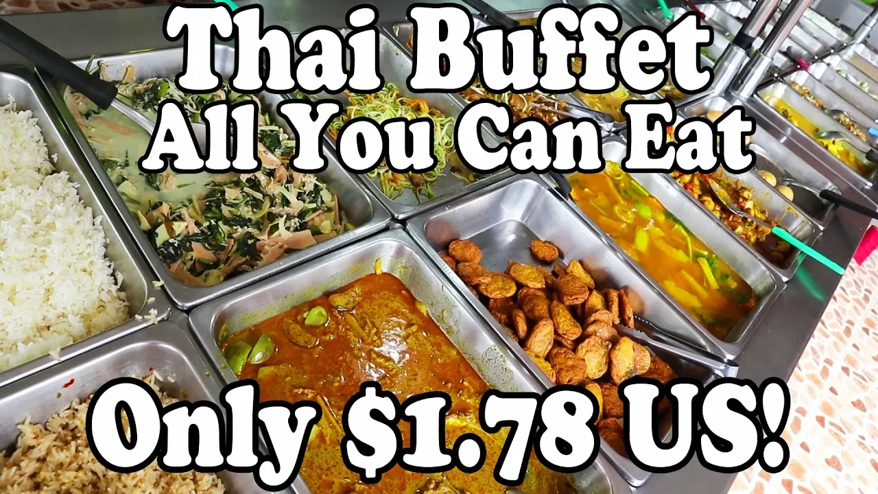 ALL YOU CAN EAT HALAL THAI FOOD BUFFET in Krabi Thailand. ONLY $1.78 US! Cheapest Thai Food Buffet.