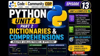 Python Basics Episode 13 Dictionaries Comprehensions Code4Community CDP