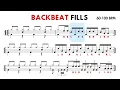Backbeat drum fills – level 1 to 3 (play-along exercises)