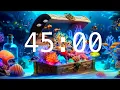 45 Minute Countdown Timer with Alarm Calming Music Fantasy Ocean Timer