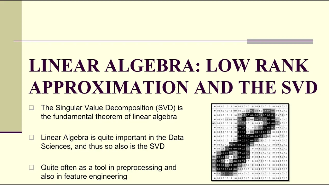 Linear Algebra: Low Rank Approximation and the SVD