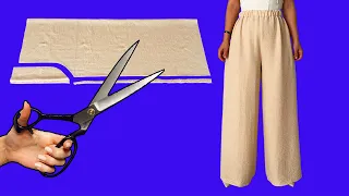 very easy high waist palazzo pants cutting and sewing from only 1 2 meters of linen