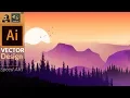 Landscape scenery with Basic Shapes in Adobe Illustrator Speed Art