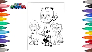PJ Masks Coloring Pages | Catboy, Owlette and Gekko⚡️