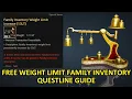 FREE WEIGHT LIMIT FAMILY INVENTORY QUESTLINE GUIDE Timestamp Subtitle Available