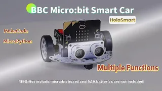 HS1002 HolaSmart Microbit Mini Robot Car - Full Function Demo MakeCode Python STEM Project