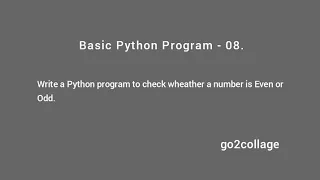 EP 08 Language Python Basic Program I go2collage