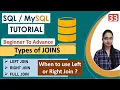 33 - SQL JOINS Tutorial LEFT RIGHT JOIN FULL JOIN Types of JOINS Examples Interview Topic