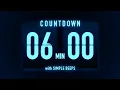6 Minutes Countdown Timer Flip Clock with Simple Beeps