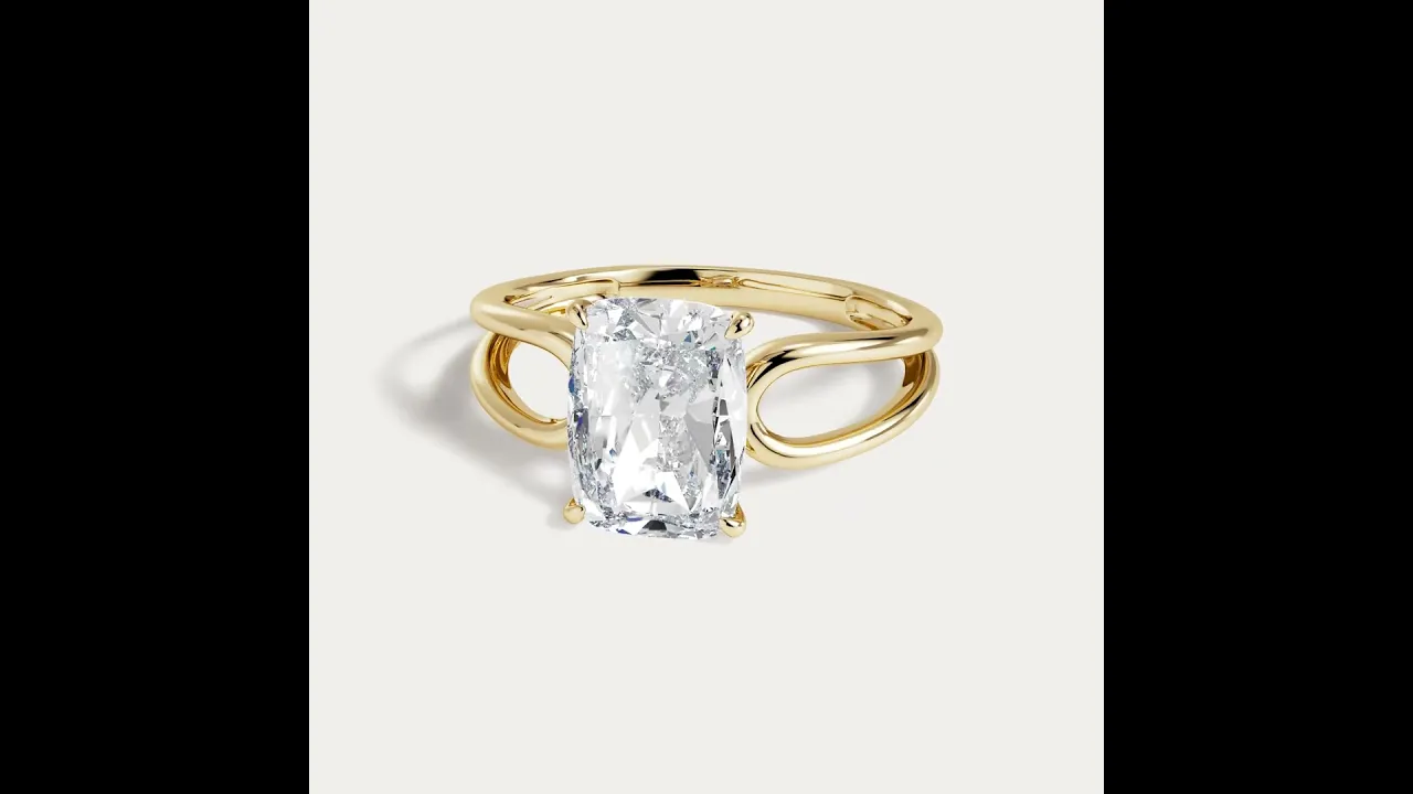 Agatha丨Elongated Cushion Lab Diamond Open Gallery Solitaire Engagement Ring