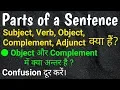 Parts of Sentence Subject Verb Object Complement Adjunct Difference between Object and Complement
