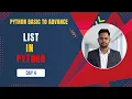 Day 4 Python Lists Explained Day 4 Python Tutorial for Beginners List Methods Examples