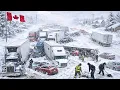 Lagu CHAOS in Calgary, Canada! Monsterlijke sneeuwstorm legt wegen in Alberta lam, automobilisten vast...