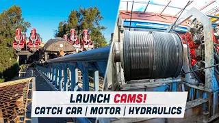 Furius Baco Launch Compilation Unique Shots of Hydraulic Launch System Backstage PortAventura
