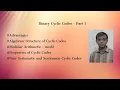 Binary Cyclic Codes - Properties of Cyclic Codes