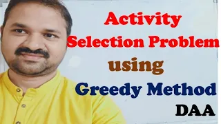 Activity Selection problem using Greedy method DAA Design Analysis of Algorithms