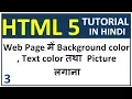 HTML5 and CSS3 tutorial in Hindi - add background color background picture text color