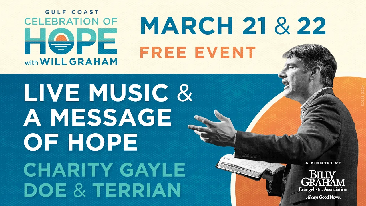 Billy Graham Evangelistic Association — Gulf Coast Celebration of Hope with Will Graham (YouTube video ad)