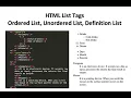 HTML list tags