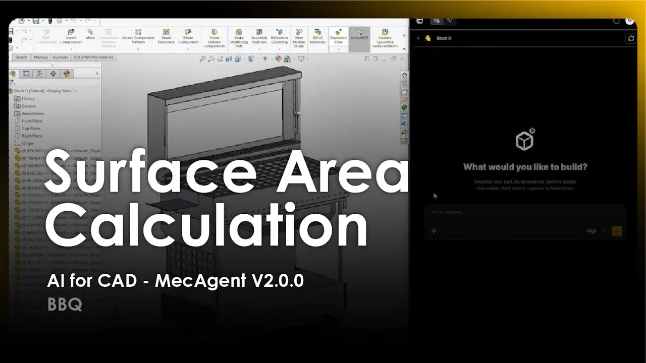AI for CAD - Surface Area Calculation - BBQ - MecAgent 2.0.0 - Demo
