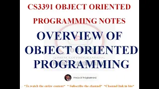 OVERVIEW OF OOPS NOTES CS3391 OBJECT ORIENTED PROGRAMMING NOTES 2021 REGULATION CSE SEM3 NOTES