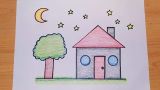رسم للاطفال رسم بيت سهل رسم بيت للاطفال تعليم الرسم رسم وتلوين رسم سهل رسم سهل للمبتدئين 