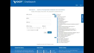 VDOT OneSearch The Basics