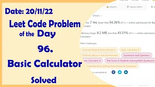 224 Basic Calculator Leetcode Daily Challenge