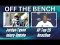 OTB AP Top 25 Reaction Jordyn Tyson Injury Update