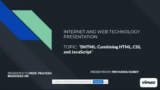 DHTML Combining HTML CSS and JavaScript