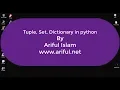 Course in python part-6 Tuple set dictionary in python