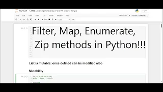 Python Class 26 List Creation Methods Mutability Functional Tools filter map enumerate zip