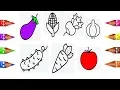 Learn Colors With Drawing and Coloring Vegetables Coloring Pages For Kids Children Toddlers s